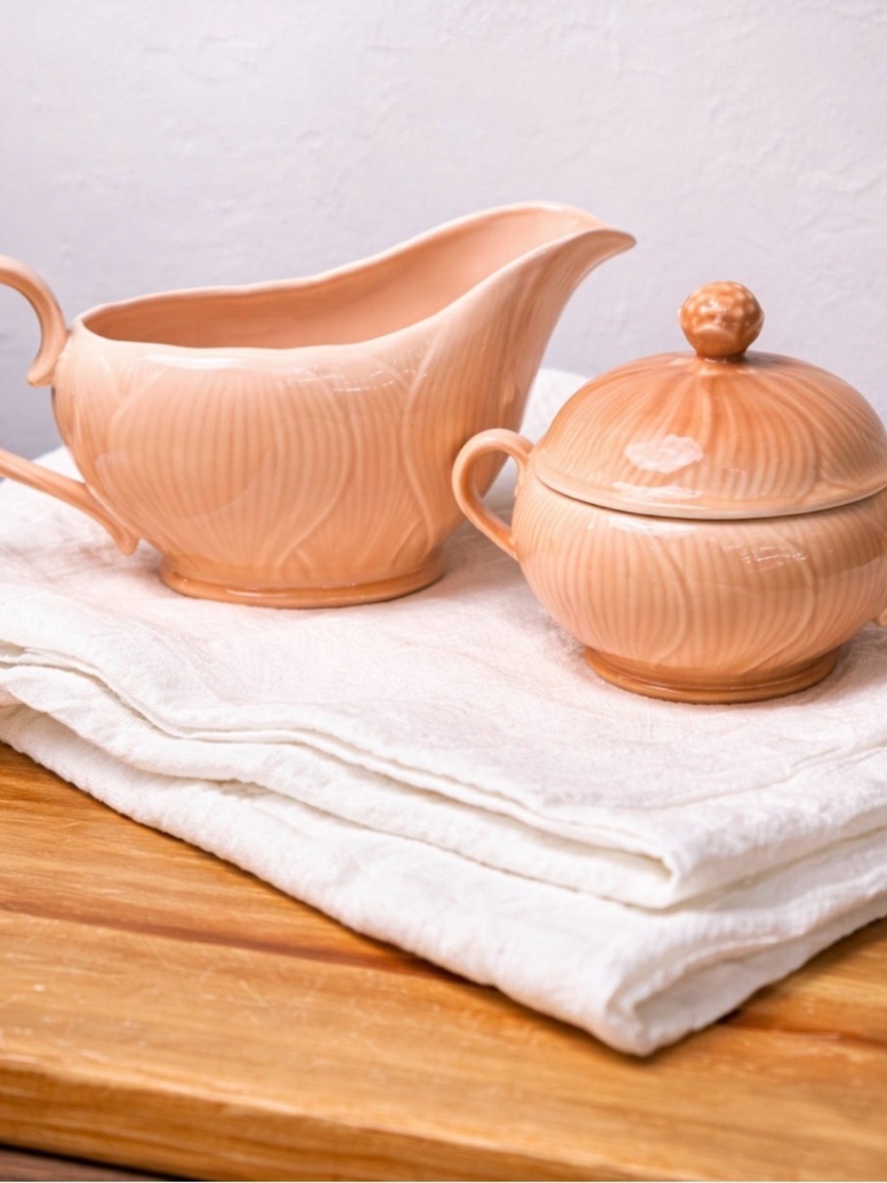 Vintage Peach Mikasa Creamer and Sugar bowl set